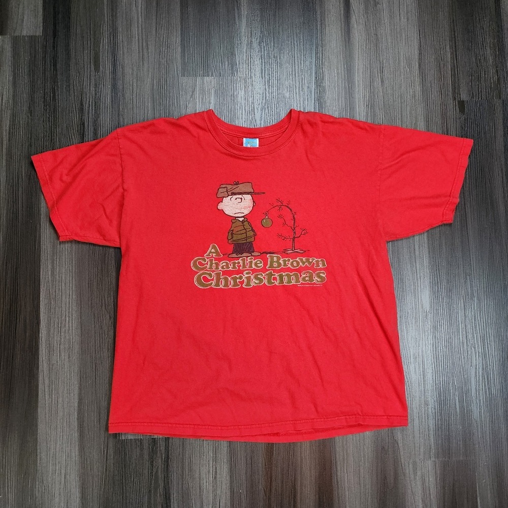 Vintage Charlie Brown Christmas Movie Promo T-Shirt Size XL Red